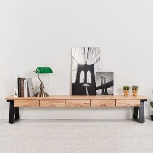 우드감성 원목상판 소파앞 5칸서랍 좌식테이블(1800 4색)