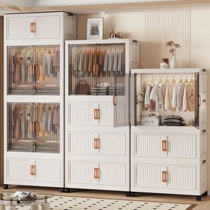 [해외] 모듈형 이동식 정리함 접이식 옷장 리빙박스
