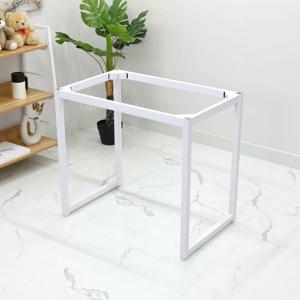 작은 테이블 리폼용 선반 교체 발통 850 x 500 네모 디자인 화이트 30각 파이프