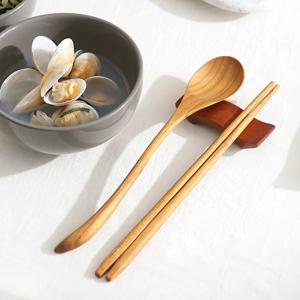Teak 우드 수저세트 나무 숟가락 젓가락 원목식기