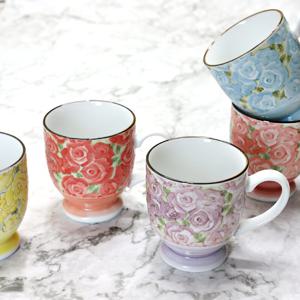 헨느 컬러로즈 머그컵 5P세트 고급 도자기 컵세트