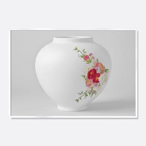 무광 달항아리 그림 액자 인테리어 포스터 / 18 꽃무늬 가로형 / MMJ101-FWPOG