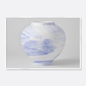 무광 달항아리 그림액자 인테리어 포스터 / 26 마블 청색 가로형 / MMJ101-MBBL