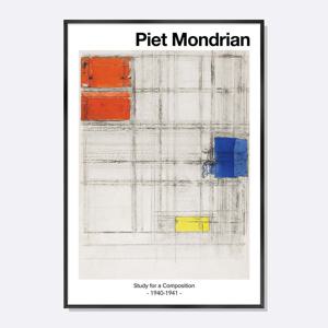 몬드리안 구성 공부 미니멀 미드센츄리 모던 인테리어 포스터 그림 액자 / PMD012-OG