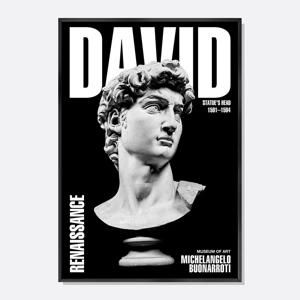 모던 클래식 인테리어 조각상 홈데코 흑백 포스터 액자 미켈란젤로 다비드상 머리 WHSSF
