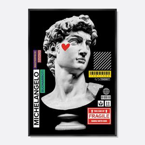 모던 클래식 인테리어 아트 포스터 액자 미켈란젤로 다비드상 머리 Label Heart