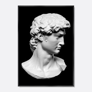 모던 클래식 인테리어 아트 포스터 액자 미켈란젤로 다비드상 얼굴 Face Black