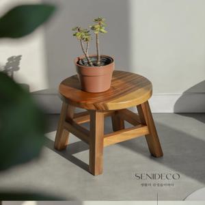 화분도, 나도 쉬어가는 곳 원목 미니 스툴 보조의자 화분받침 협탁 플랜테리어 베란다꾸미기
