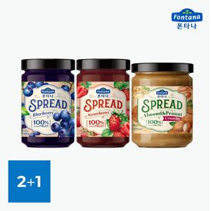 스프레드 스트로베리&블루베리&아몬드피넛 3종 3병 골라담기 /딸기잼,블루베리잼,땅콩버터