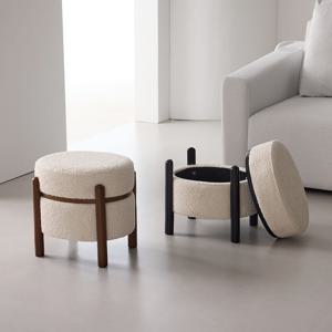 쿠폰가 58,900원 / 코지 부클레 원목 화장대 디자인 수납 스툴 의자