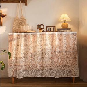 붙이는 레이스 가리개 커튼 무타공 찍찍이 벨크로 커튼 주방 선반 수납장 창문 다용도 가림막