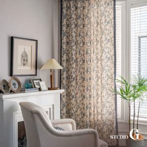 꽃무늬 린넨 겨울 커튼 광목 거실 베란다 아치문 가림막 감성 빈티지 레트로