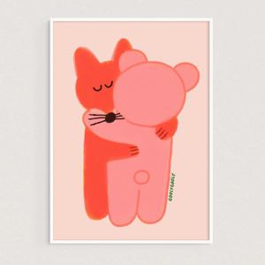 여우와 곰 동물 귀여운 허그 포스터 (108)