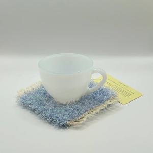 274 스카이 블루 소프트 퍼 위빙 티코스터 컵받침 홈카페 테이블 무드 포인트