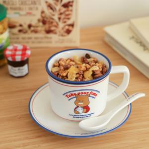 마이 버디 브런치 3종 세트(도자기 접시+머그컵+스푼) 홈카페 브런치 1인식기 커피잔