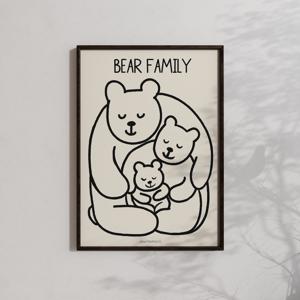 아이방 곰돌이 패밀리 따뜻한 가족 그림 카페 곰세마리 포스터(엽서 추가 증정)
