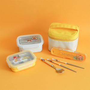 마이 버디 스텐 2단 직사각 도시락 - 옐로우 (어린이집/직장인/피크닉 도시락)