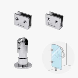 소변기 파티션 유리 칸막이 부속 세트 10.5T 크롬 욕실 시공 받침대