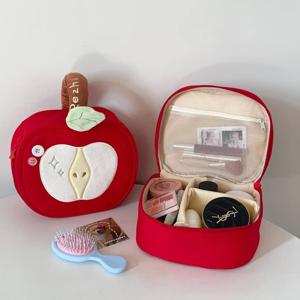 사과 애플 여행용 대형 칸막이 파우치 손잡이 가방 케이스