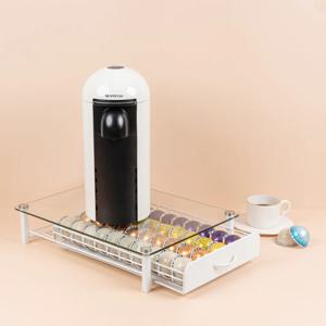 네스프레소 버츄오 호환 캡슐커피보관함 강화유리 40구 화이트 서랍형 정리함