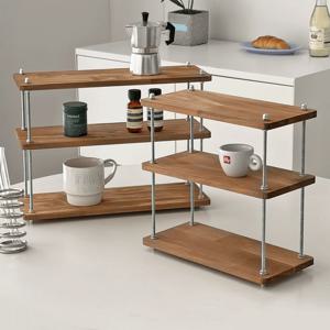 카페바 우드 스텐 3단 미니선반 컵보드 다용도 수납 랙 수납선반 정리대