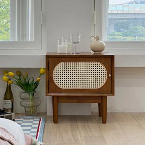 엘리브 다온 라탄 고무나무 침대 협탁 사이드테이블