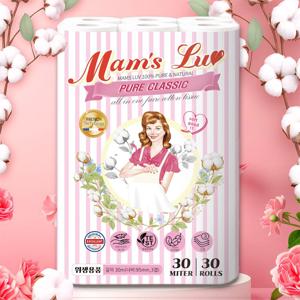 퓨어클래식 롤화장지 30롤 1팩 도톰한 데코3겹 두루말이 프리미엄 휴지