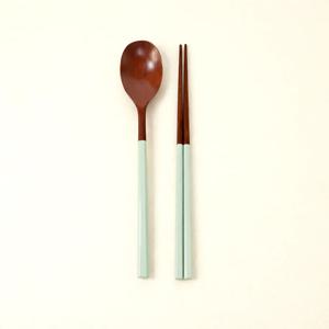 고은빛 옻칠 육각 한식기 수저 젓가락 세트 파스텔그린