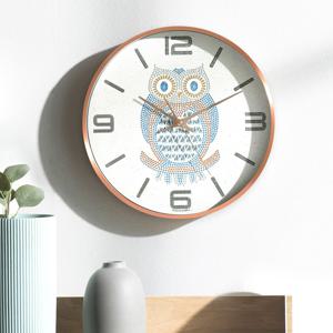 32CM 국산 메탈로즈골드 무소음 벽 시계 부엉이 풍수지리 인테리어 벽걸이 개업 사무실