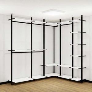 국내생산 친환경E0 드레스룸 ㄱ자 코너 시스템행거 2단행거 긴옷행거 7단선반 3820mm