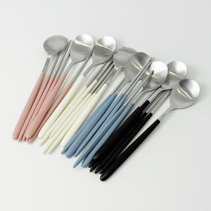 스텐 파스텔 샤틴 수저세트 예쁜 한식 수저 신혼부부