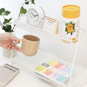 이지라이프 화이트 메쉬 2단 화장대 주방 책상 정리 선반