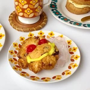 [리퍼] 레트로 옐로우 쁘띠 플라워 디저트접시