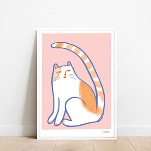 아이방 여아방 핑크 치즈 고양이 그림 인테리어 포스터 A3(엽서 추가 증정)