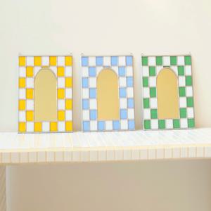 스테인드글라스 체커보드 벽걸이 인테리어 거울