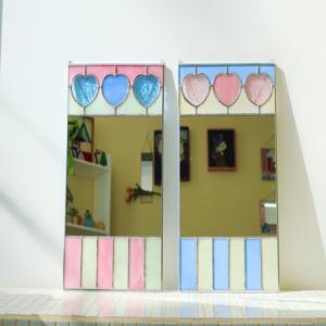 스테인드글라스 하트 포인트 인테리어 벽걸이 거울