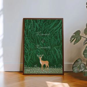 플랜테리어 숲속 사슴 동물그림 그린 키즈방 일러스트 포스터(엽서 추가 증정)
