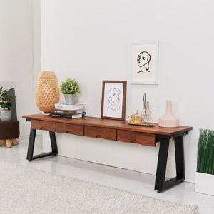 필기구 서랍 나무결 멀바우 원목 바닥 긴 책상테이블(1500 2색)