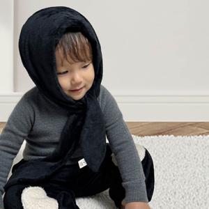 LITTLEMUMU 스카프햇 아기겨울모자 초극세사 아기 엄마 셋트 일체형 스카프모자