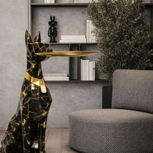 대형 마블 도베르만 사이드 테이블 트레이 협탁 현관 거실 소품 인테리어 장식 블랙 화이트