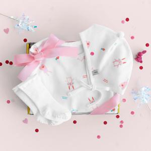 오가닉 신생아 바디슈트 3종세트 (바디슈트+모자+양말)