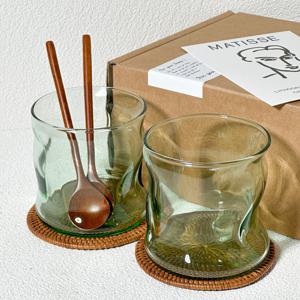 웨이브 유리컵 세트 특이한 홈 카페 유리컵 온더락 언더락 신혼부부 결혼선물 집들이선물