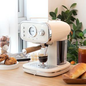 [리퍼] 레트로 커피머신 ECM-1100 크림 가정용 사무실 에스프레소 원두 캡슐 기계