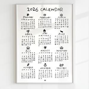 2026 병오년 귀여운 낙서 포스터 한장 낱장 달력 연력 손글씨 그림 일러스트 대운