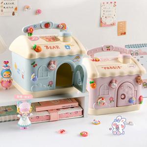 하우스 레빗 저금통 2color 미니 금고 동전 지폐 용돈 보관함 정리함 소품