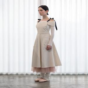 아이보리 숄더 리본 에이프런 생활방수 방수 앞치마 꽃집 카페 네일샵 미용실 개업 선물