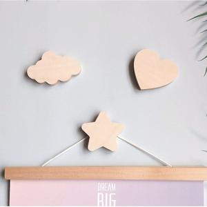 우드 원목 꼭꼬핀 벽지핀 아이방 꾸미기 인테리어 - 별,구름,하트