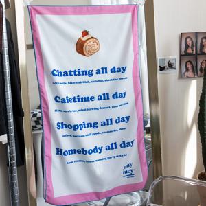 핑크올데이 패브릭 포스터 도어커튼 카페 일러스트 벽장식 가리개 50x85cm