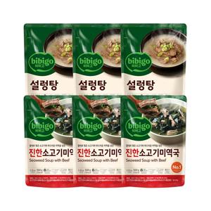 비비고 진한 소고기미역국 500g x3개+설렁탕 500g x3개