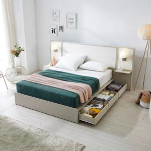 호텔식 나폴리 템바보드 LED조명 3단 멀티수납침대 SS/Q/K/LK